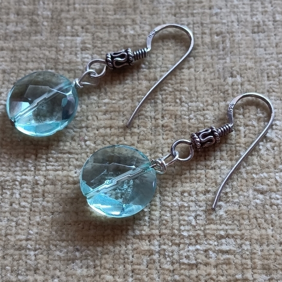 Silver Hook Sea Foam Green Earrings - Picture 2 of 5
